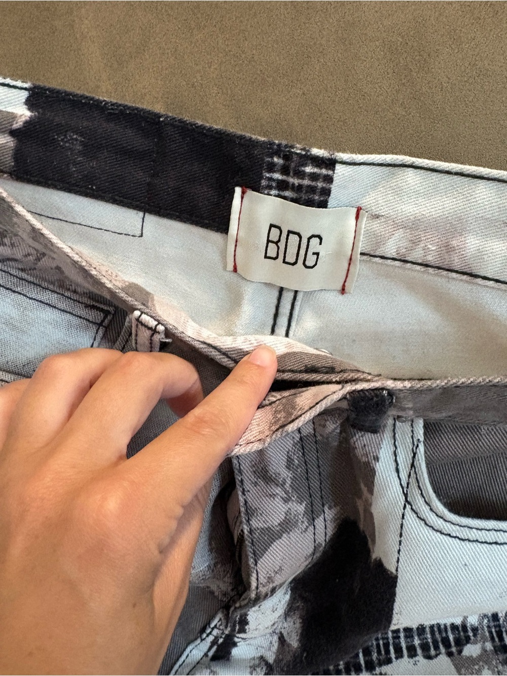 BDG Slim Men’s Black and Gray Patterned Jeans